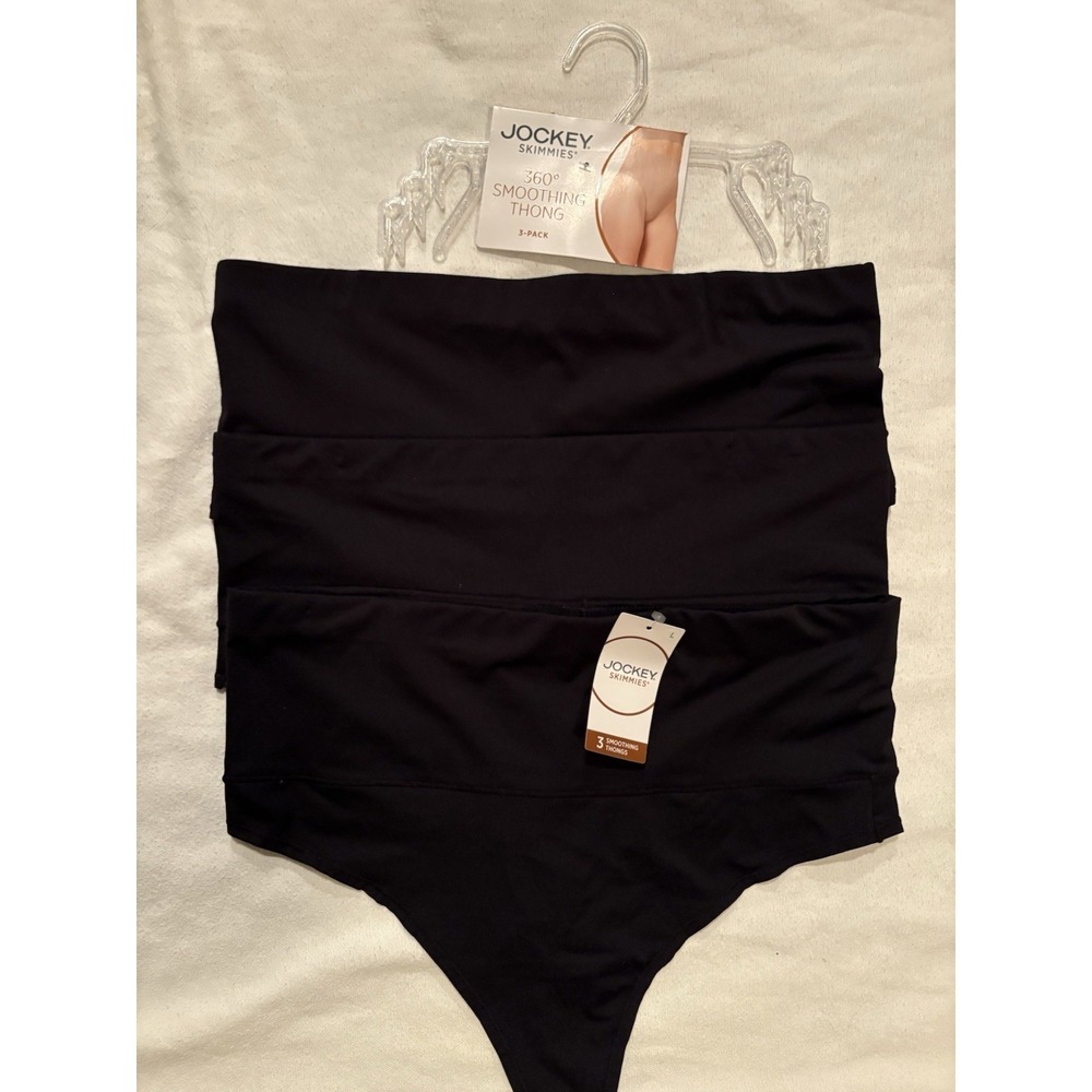 NEW Jockey Skimmies 360 Smoothing Thong Jockey Thong 3 Pack Black Size Large